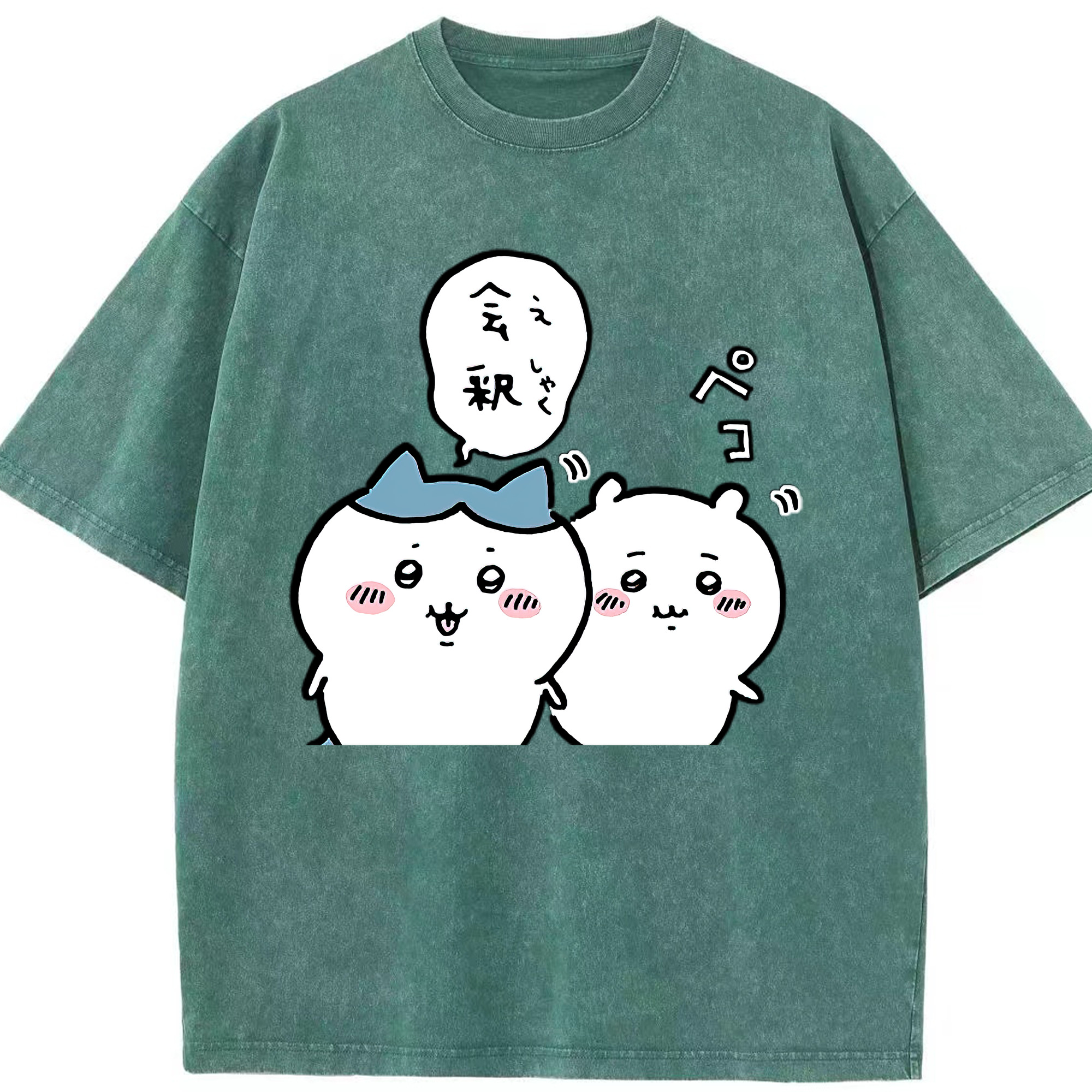 （画像用） ちいかわ ハチワレ Chii-kawa hachiware 綿100% ヴィンテージ風 半袖Tシャツ（フロントプリント）